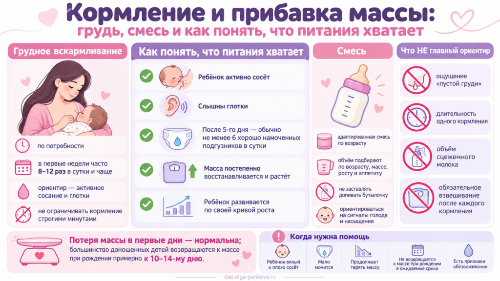 Кормление и прибавка массы малыша